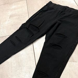 Black Leggings with fishnet cutouts